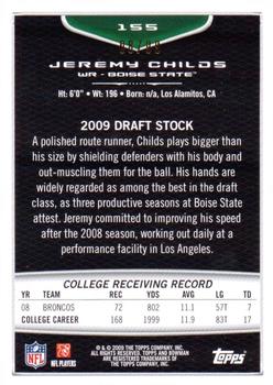 2009 Bowman Draft Picks - Bronze #155 Jeremy Childs Back