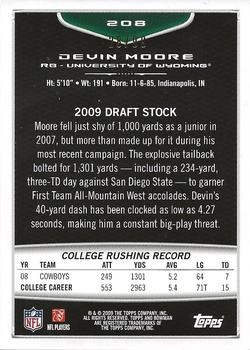 2009 Bowman Draft Picks - Bronze #208 Devin Moore Back