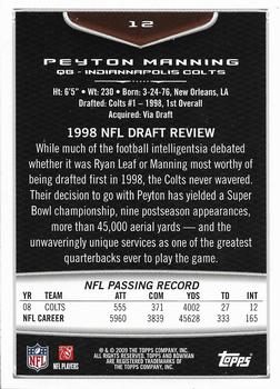 2009 Bowman Draft Picks - Red #12 Peyton Manning Back