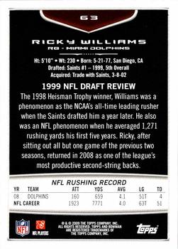 2009 Bowman Draft Picks - Red #63 Ricky Williams Back