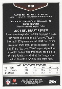 2009 Bowman Draft Picks - Red #80 Wes Welker Back