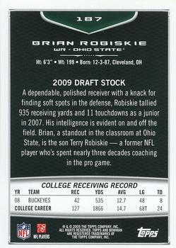 2009 Bowman Draft Picks - Red #187 Brian Robiskie Back
