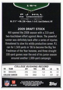 2009 Bowman Draft Picks - Platinum #194 P.J. Hill Back
