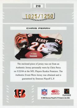 2004 Leaf Certified Materials #210 Chris Perry Back