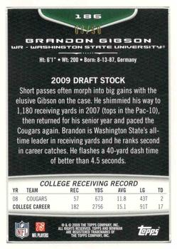 2009 Bowman Draft Picks - Silver #186 Brandon Gibson Back