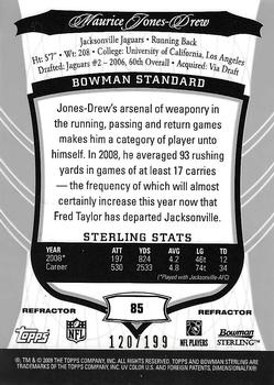 2009 Bowman Sterling - Refractors #85 Maurice Jones-Drew Back