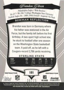 2009 Bowman Sterling - Refractors #101 Brandon Gibson Back