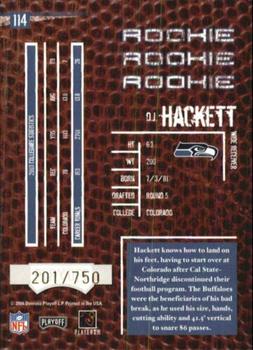 2004 Playoff Hogg Heaven #114 D.J. Hackett Back