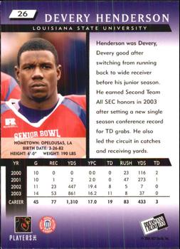 2004 Press Pass #26 Devery Henderson Back