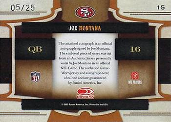 2009 Donruss Classics - Classic Singles Jerseys Autographs #15 Joe Montana Back