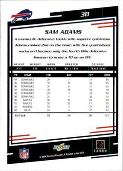 2004 Score #38 Sam Adams Back