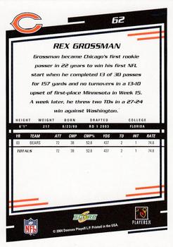 2004 Score #62 Rex Grossman Back