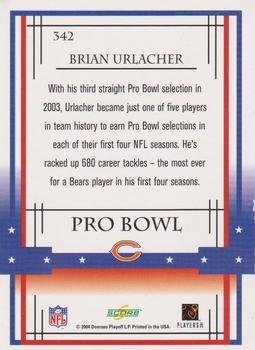 2004 Score #342 Brian Urlacher Back