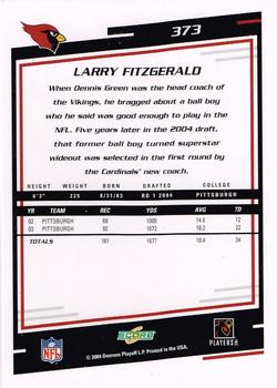 2004 Score #373 Larry Fitzgerald Back