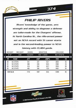 2004 Score #374 Philip Rivers Back