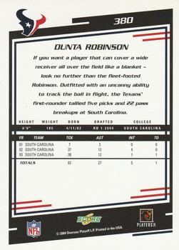 2004 Score #380 Dunta Robinson Back