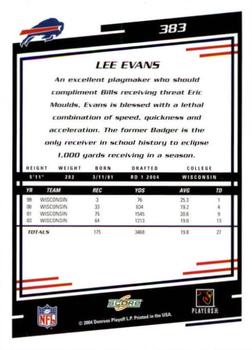 2004 Score #383 Lee Evans Back