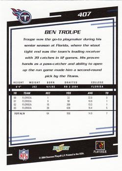 2004 Score #407 Ben Troupe Back