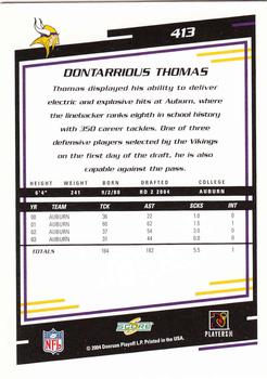 2004 Score #413 Dontarrious Thomas Back