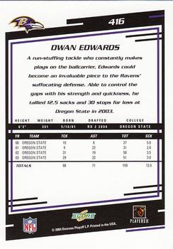 2004 Score #416 Dwan Edwards Back