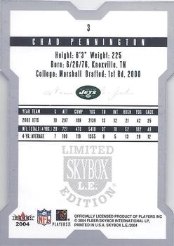2004 SkyBox LE #3 Chad Pennington Back