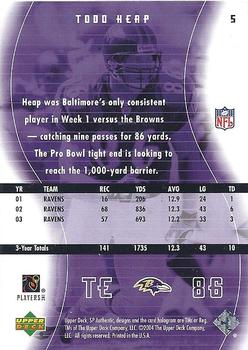 2004 SP Authentic #5 Todd Heap Back