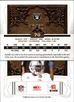2009 Donruss Classics - Timeless Tributes Gold #70 JaMarcus Russell Back