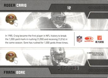 2009 Donruss Elite - Passing the Torch Red #12 Roger Craig / Frank Gore Back