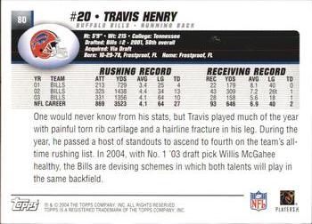 2004 Topps #80 Travis Henry Back