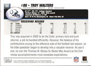 2004 Topps #101 Troy Walters Back