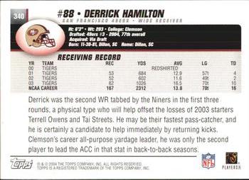 2004 Topps #340 Derrick Hamilton Back
