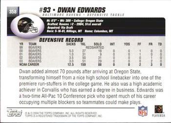 2004 Topps #358 Dwan Edwards Back
