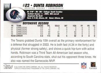 2004 Topps #373 Dunta Robinson Back