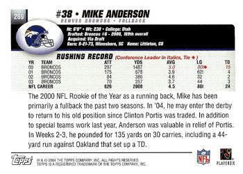2004 Topps #269 Mike Anderson Back