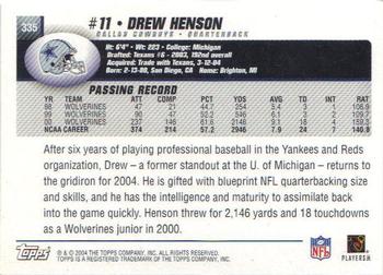 2004 Topps #335 Drew Henson Back