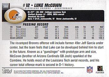 2004 Topps #368 Luke McCown Back