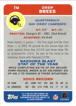 2004 Bazooka #14 Drew Brees Back