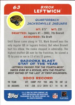 2004 Bazooka #63 Byron Leftwich Back