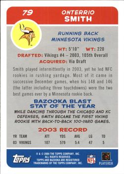 2004 Bazooka #79 Onterrio Smith Back