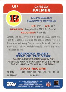 2004 Bazooka #131 Carson Palmer Back