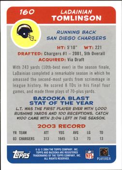 2004 Bazooka #160 LaDainian Tomlinson Back