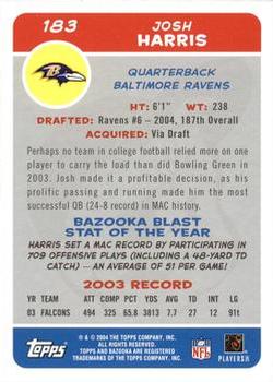 2004 Bazooka #183 Josh Harris Back