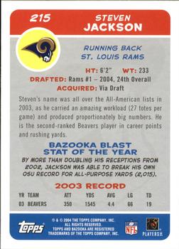 2004 Bazooka #215 Steven Jackson Back