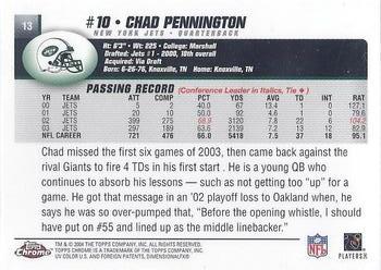 2004 Topps Chrome #13 Chad Pennington Back