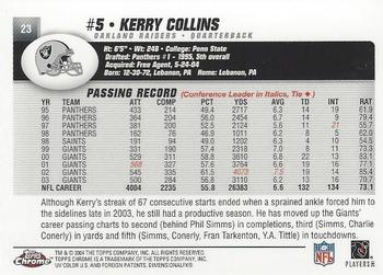 2004 Topps Chrome #23 Kerry Collins Back