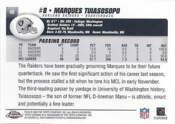 2004 Topps Chrome #40 Marques Tuiasosopo Back