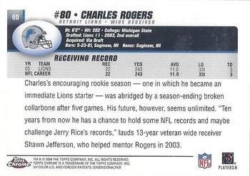 2004 Topps Chrome #60 Charles Rogers Back