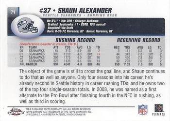 2004 Topps Chrome #71 Shaun Alexander Back