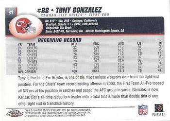 2004 Topps Chrome #81 Tony Gonzalez Back