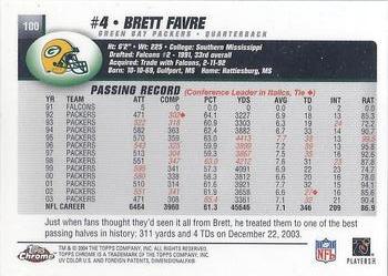 2004 Topps Chrome #100 Brett Favre Back